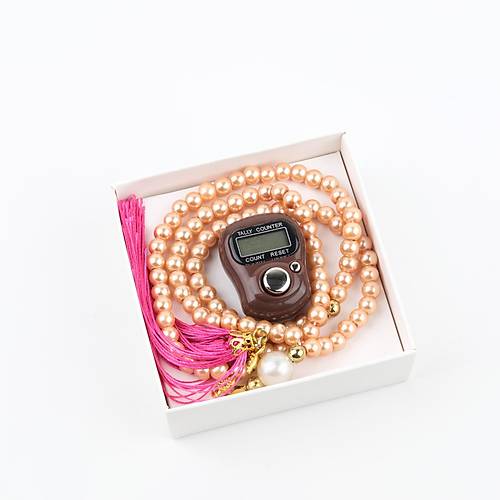 Zikirmatik Elektronik Tesbih ve 99luk Namaz Tesbih Seti - Kahverengi