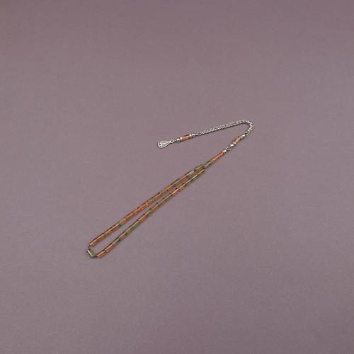 S�kma Kehribar Bilek Boy Kesme Kesim 4x7mm Sallama Tesbih Ye�il-Sar�