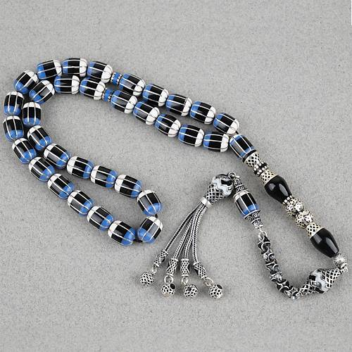 Erzurum Oltu Katalin leme 925Ayar Gm Pskl, lemeli Nakka mame F Kesim 8.5x11mm Tesbih
