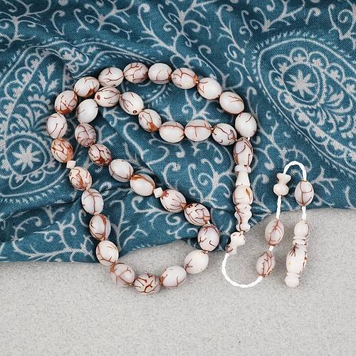 K�br�s Hurma �ekirde�i Beyzi Kesim �mer �ift�i �mzal� 8x10mm Tesbih