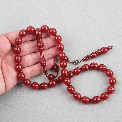 Skma Kehribar Usta i mzal Tombul Beyzi Kesim 11x13mm Tesbih