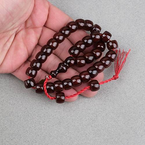 Omari S�kma Kehribar F��� Kesim Oturtma �mameli Sistemli  8x11mm Tesbih