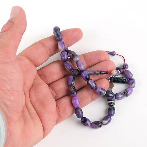 Katalin Usta i mzal Beyzi Kesim 7.5x11mm Tesbih - Mor
