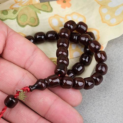 Omari S�kma Kehribar F��� Kesim Oturtma �mameli Sistemli 9x9mm Tesbih