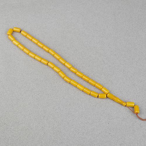 S�kma Kehribar Kaps�l Kesim 7x12mm Tesbih - Hardal Sar�s� P�sk�ls�z