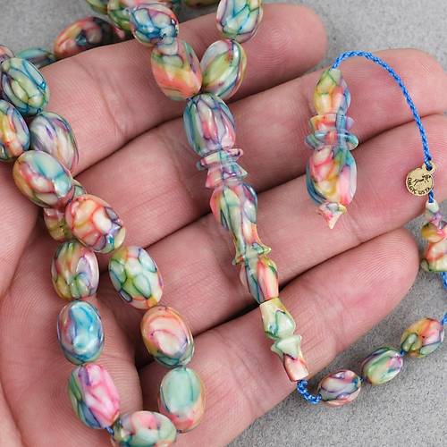 Galalit Yumurta Kesim 8.5x12mm Tesbih -Sedefli Pembe