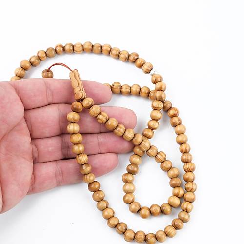 Meram Kavak 99luk Kre Kesim 7.5mm Namaz Tesbihi-Ak Kahverengi