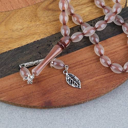 Kedig�z� Alpaka P�sk�ll� Beyzi Kesim 7x11mm Tesbih- Kahverengi