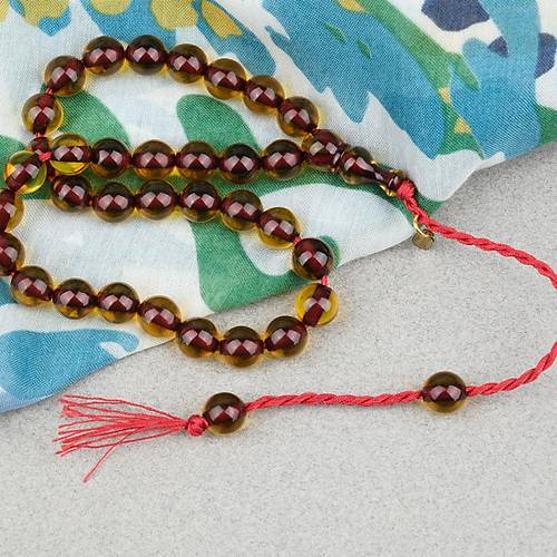 Omari Ate� Kehribar K�re Kesim Oturtma �mameli Sistemli 9mm Tesbih