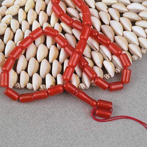 S�kma Kehribar Kaps�l Kesim 7x11mm Tesbih - K�rm�z� P�sk�ls�z