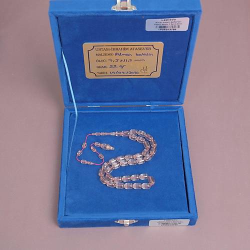 �brahim Atasever Usta ��i �mzal� Alman Katalin Kaps�l Kesim 7.5x11.5mm Tesbih - �effaf Gri