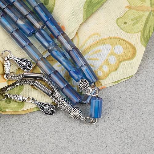 S�kma Kehribar Kesme Kesim Alpaka P�sk�ll� 6x10mm Tesbih