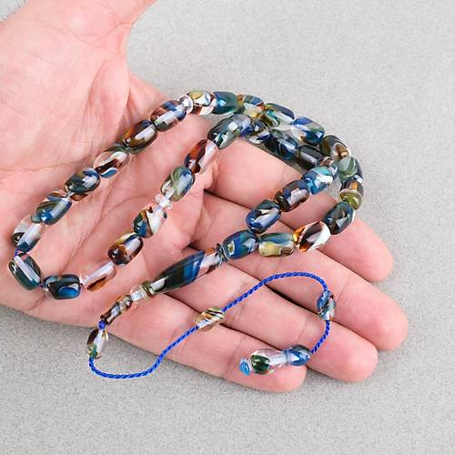 Arizona Katalin Sistemli Kaps�l Kesim 8x12mm Tesbih - Mavi Siyah