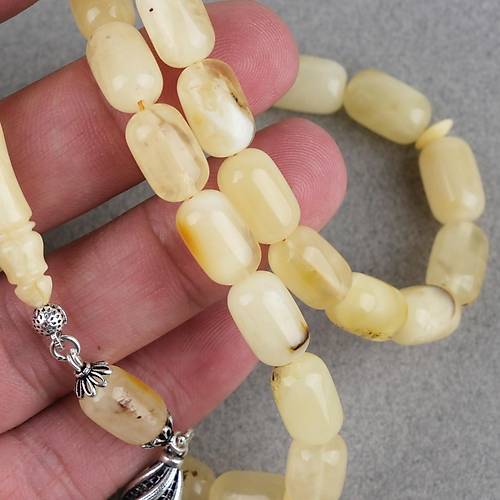 Rus Kaya Damla Kehribar 925Ayar G�m�� P�sk�l Kaps�l Kesim 8x13mm Tesbih