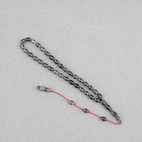 S�kma Kehribar Beyzi Kesim Sistemli Bilek Boy 5x8mm Tesbih Gri