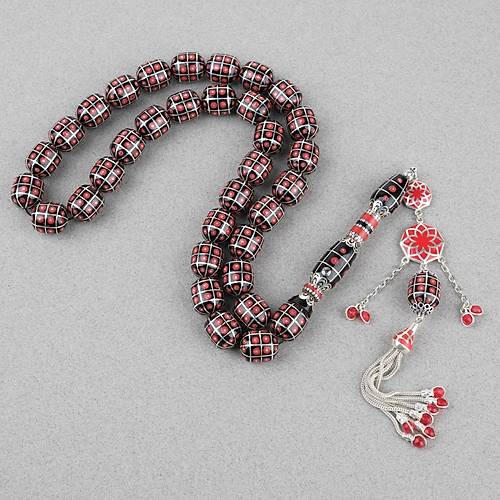 Erzurum Oltu 925Aayar Gm Pskl ,leme,Nak ve mame Kapsl Kesim 13x15mm Tesbih