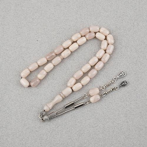 S�kma Kehribar Kaps�l Kesim Alpaka P�sk�ll� 7x11mm Tesbih Ta� Rengi