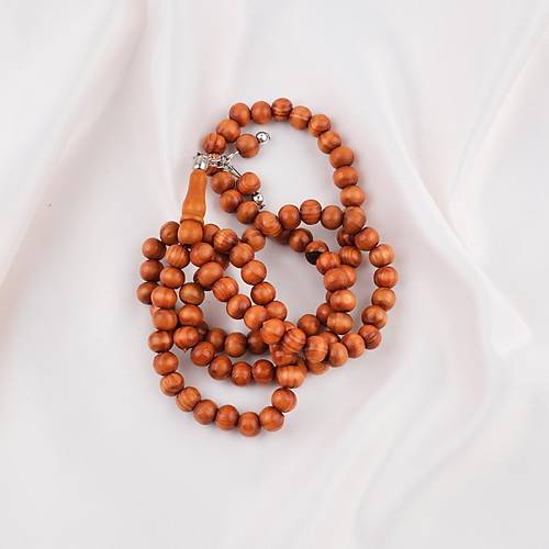 Meram Kavak 99luk K�re Kesim 7.5mm Namaz Tesbihi-Turuncu