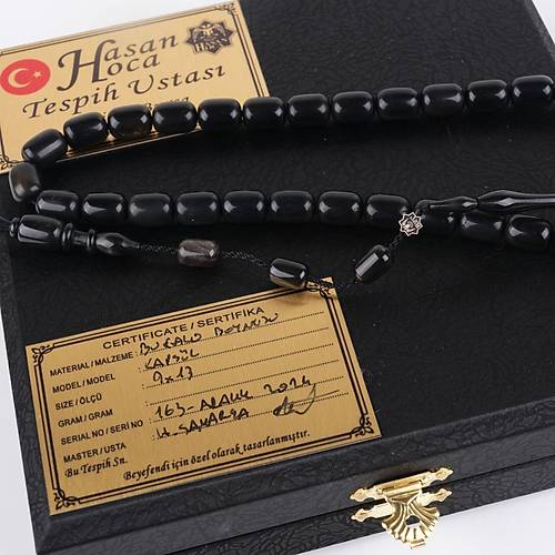 Bufalo Boynuzu Kapsl Kesim 9x13mm Tesbih - Siyah