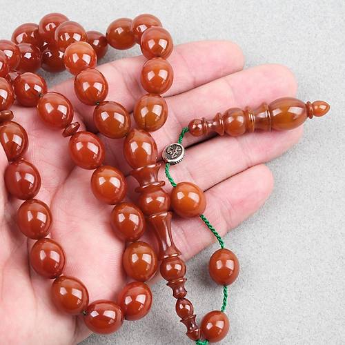 Skma Kehribar Usta i mzal Tombul Beyzi Kesim 12x14mm Tesbih