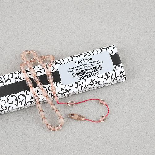 S�kma Kehribar Beyzi Kesim Sistemli Bilek Boy 5x8mm Tesbih �effaf