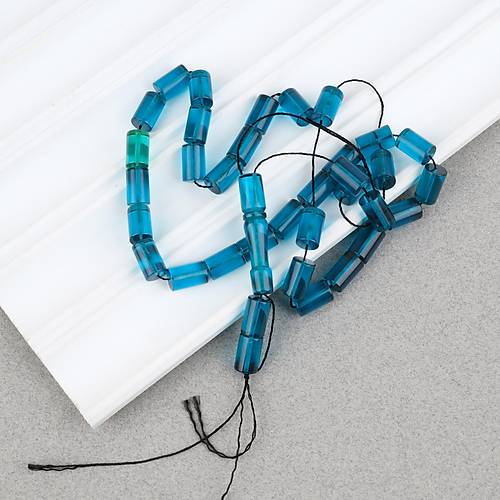 Ate� Kehribar Kesme Kesim 7x11mm Tesbih -�effaf Mavi