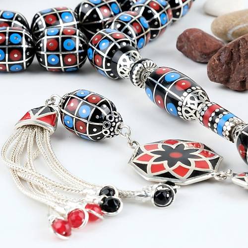 Erzurum Oltu 925Ayar Gm lemeli Nakka mame Gm Pskl Kapsl Kesim 13x15mm Tesbih