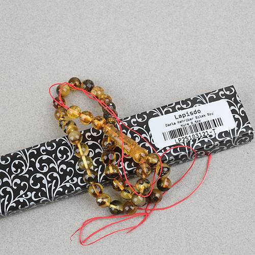 Damla Kehribar Bilek Boy K�re Kesim 8.5mm Tesbih