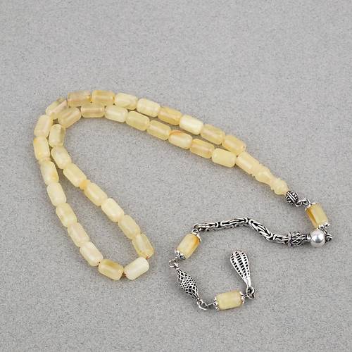 Rus Damla Kehribar 925Ayar G�m�� P�sk�l Kaps�l Kesim 6.5x10mm Tesbih