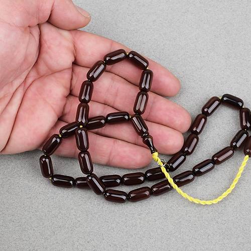 Omari S�kma Kehribar Kaps�l Kesim Oturtma �mameli Sistemli 7.5x14mm Tesbih