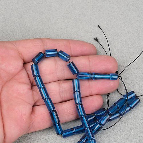 Ate� Kehribar Kesme Kesim 6x10mm- Petrol Mavisi P�sk�ls�z