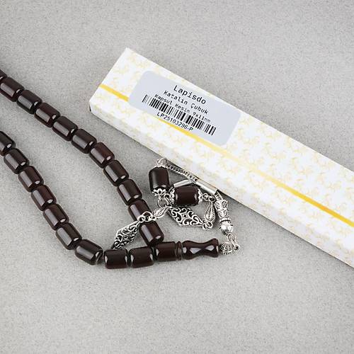 Katalin �ubuk Alpaka P�sk�l Kaps�l Kesim 9x11mm Tesbih -Koyu Bordo