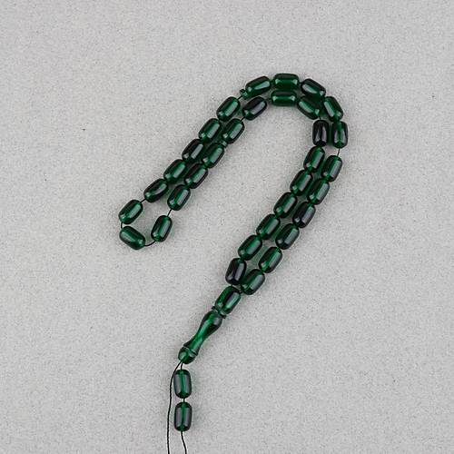 S�kma Kehribar Kaps�l Kesim 7x11mm Tesbih P�sk�ls�z Koyu Ye�il