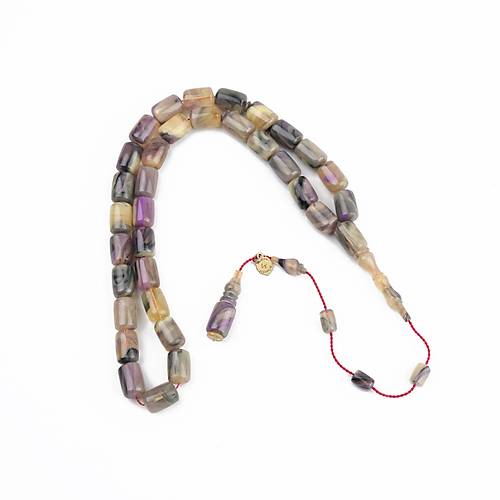 Katalin Dinlenmi ubuk Usta i mzal Kapsl Kesim 8x12mm Tesbih -Beyaz Gri Alacal