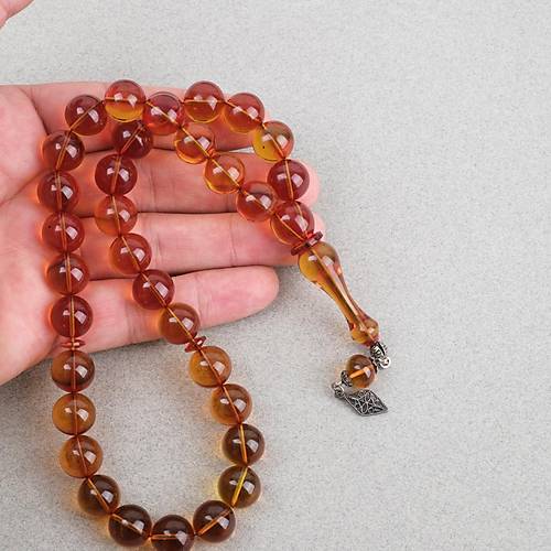 Ate� Kehribar Alman �ubuk K�re Kesim 12mm Tesbih