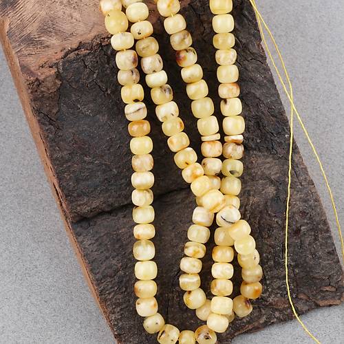 Damla Kehribar 99luk Tekerlek Kesim 7x5.5mm Namez Tesbihi