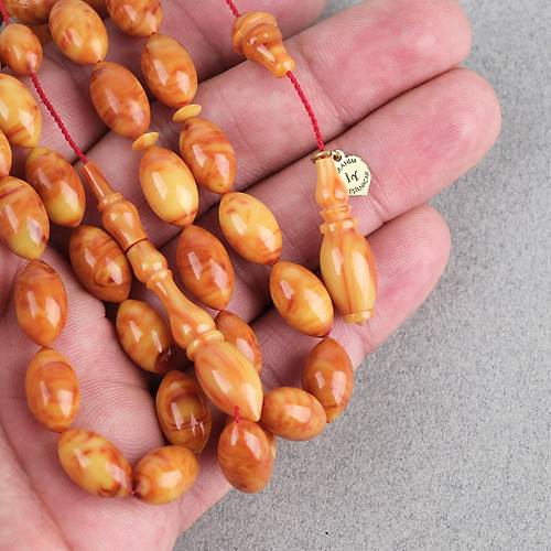 Katalin Bel�ika Dinlenmi� �ubuk Usta ��i �mzal� Yumurta Kesim 8x14mm Tesbih