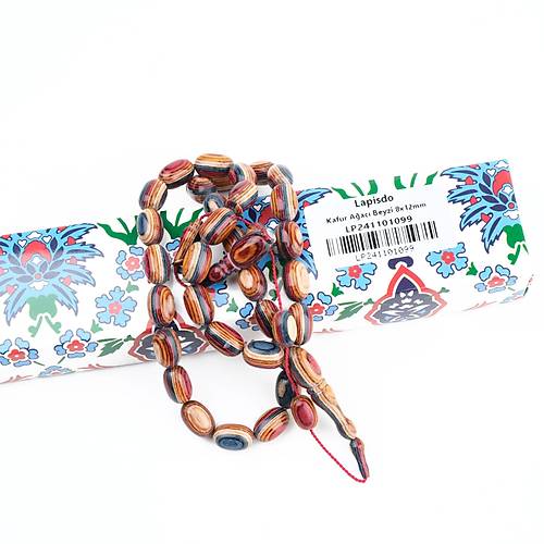 Kafur A�ac� Usta ��i �mzal� Yumu�ak Beyzi Kesim 8x12mm Tesbih