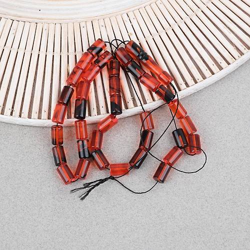 Ate� Kehribar Kesme Kesim 7x11mm Tesbih -�effaf K�rm�z�