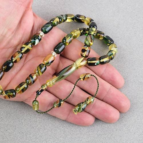Arizona Katalin Sistemli Kaps�l Kesim 8x12mm Tesbih - Ye�il Siyah