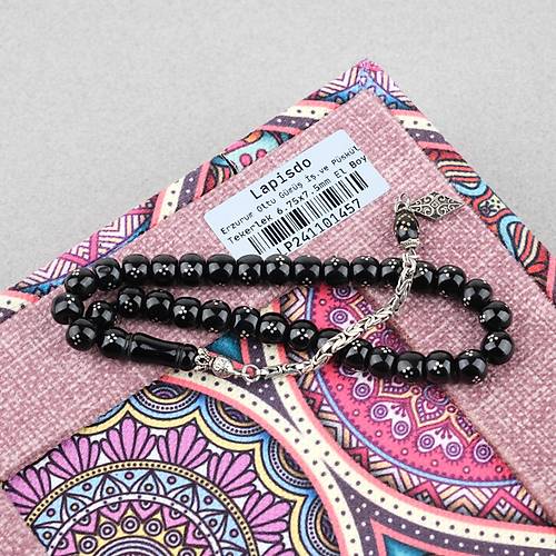 Erzurum Oltu Gm ileme El Boy 925Ayar Gm Pskl Tekerlek Kesim 7x8mm  Tesbih