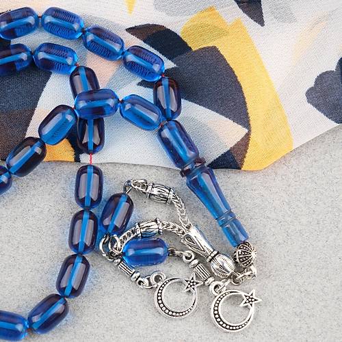 S�kma Kehribar Kaps�l Kesim Alpaka P�sk�ll� 7x11mm Tesbih