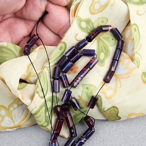 S�kma Kehribar Kesme Kesim 6x10mm Tesbih P�sk�ls�z Mor