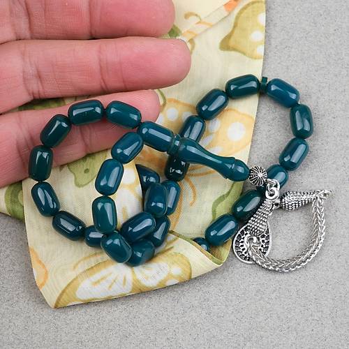 S�kma Kehribar Alpaka P�sk�ll� Kaps�l Kesim 7x11mm Tesbih- A��k Kahverengi