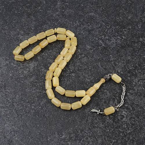 Rus Kaya Damla Kehribar 925Ayar Gm Pskl Kapsl Kesim 7x11mm Tesbih