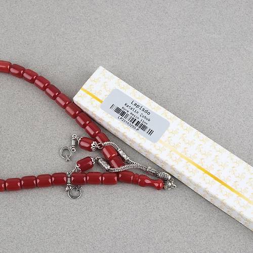 Katalin �ubuk Alpaka P�sk�ll� Kaps�l Kesim 9x10.5mm Tesbih -Nar �i�e�i