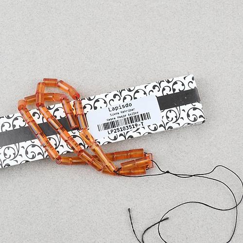 S�kma Kehribar Kesme Kesim 6x10mm Tesbih P�sk�ls�z Turuncu
