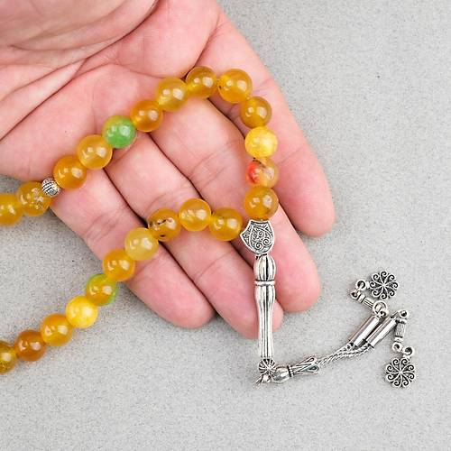 Akik Ta�� K�re Kesim 10mm Tesbih Alpaka P�sk�ll�