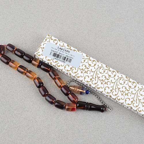 S�kma Kehribar P�sk�ll� Efe Boy Kaps�l Kesim 10x13mm Tesbih -Alacal�