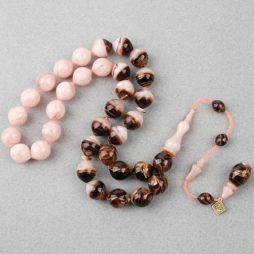 S�kma Kehribar Usta ��i �mzal� �algami Kesim 13x15mm Tesbih